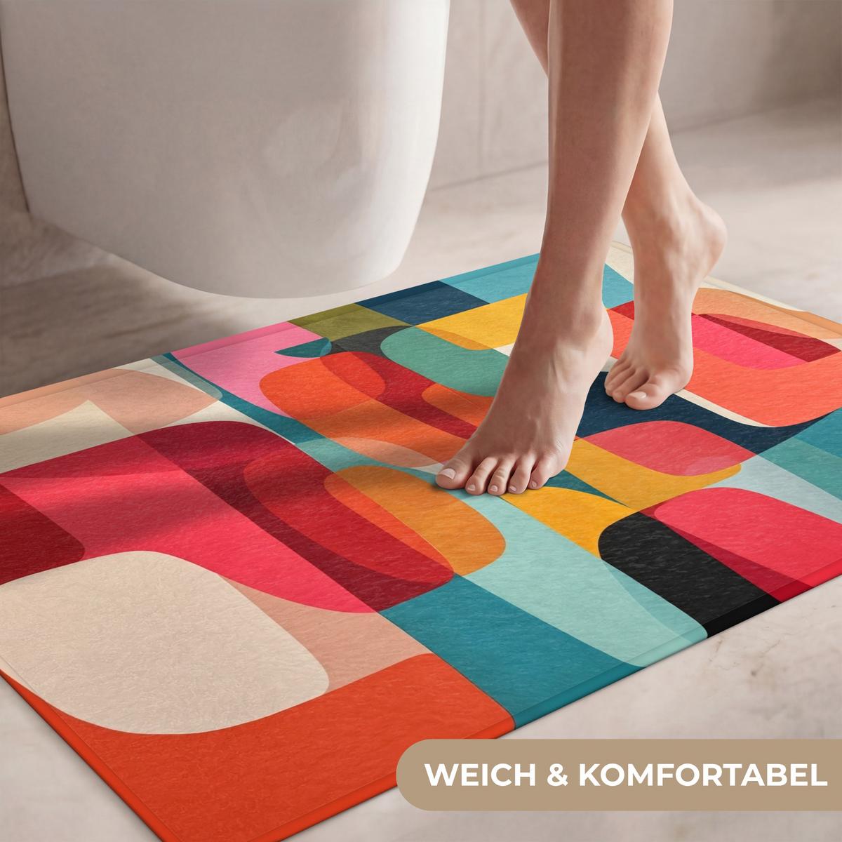WC-VORLEGER Formen - Bunt - Abstrakt - Flugzeuge Toilettenteppich 90x60 cm - Multicolor, Textil (90/1cm) - OnlyWow