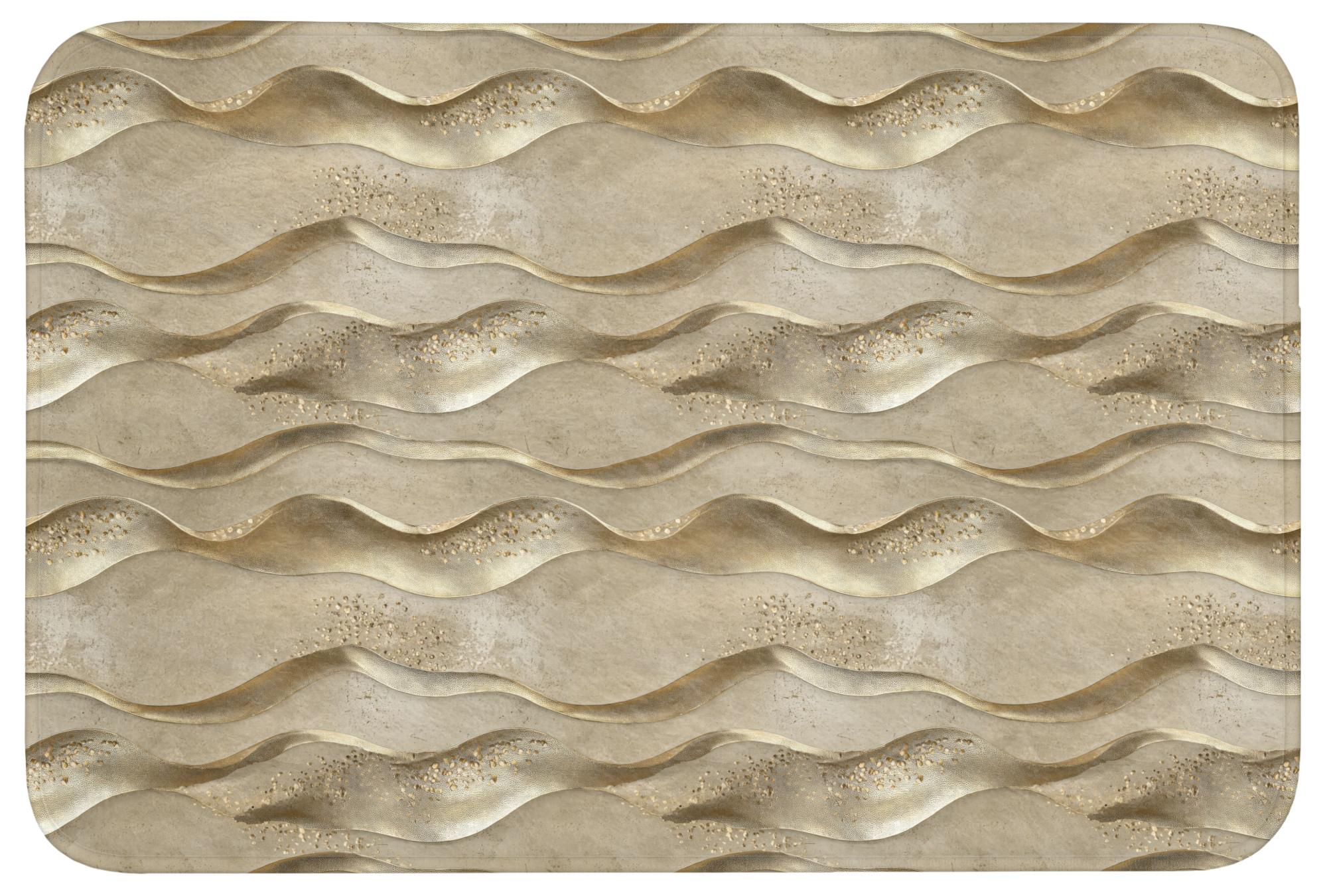 BADEMATTE Wellen - Muster - Gold Badvorleger 90x60 cm - Messingfarben, Textil (90/60cm) - OnlyWow