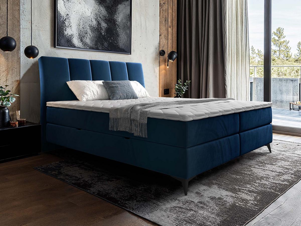 BOXBETT Forever - H3 - Blau/Schwarz, Holz/Textil (160/200cm) - MIRJAN24