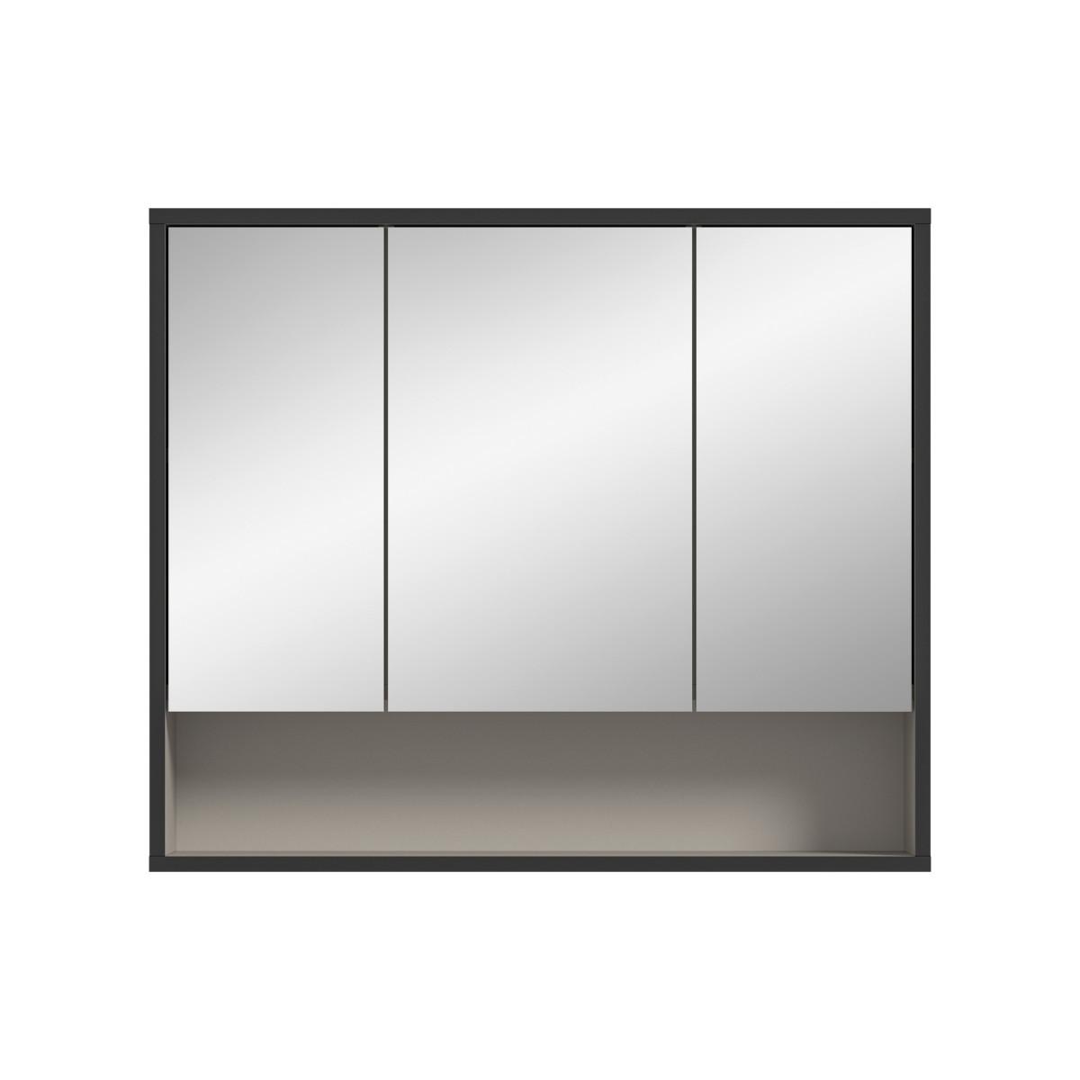 HÄNGESCHRANK mit 3 Spiegeltüren und 1 Nische Kaschmir 19/68/80 cm - Beige, Holzwerkstoff (19/68/44.5cm) - Calicosy