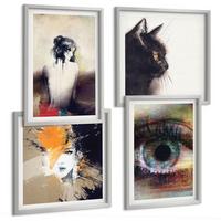 BILDER SET 4er Set - 50x50 cm & 40x60 cm Silberner Rahmen - Porträt einer Frau, Auge, Farben, Emotionen - Silberfarben, Kunststoff (50/50cm) - TULUP