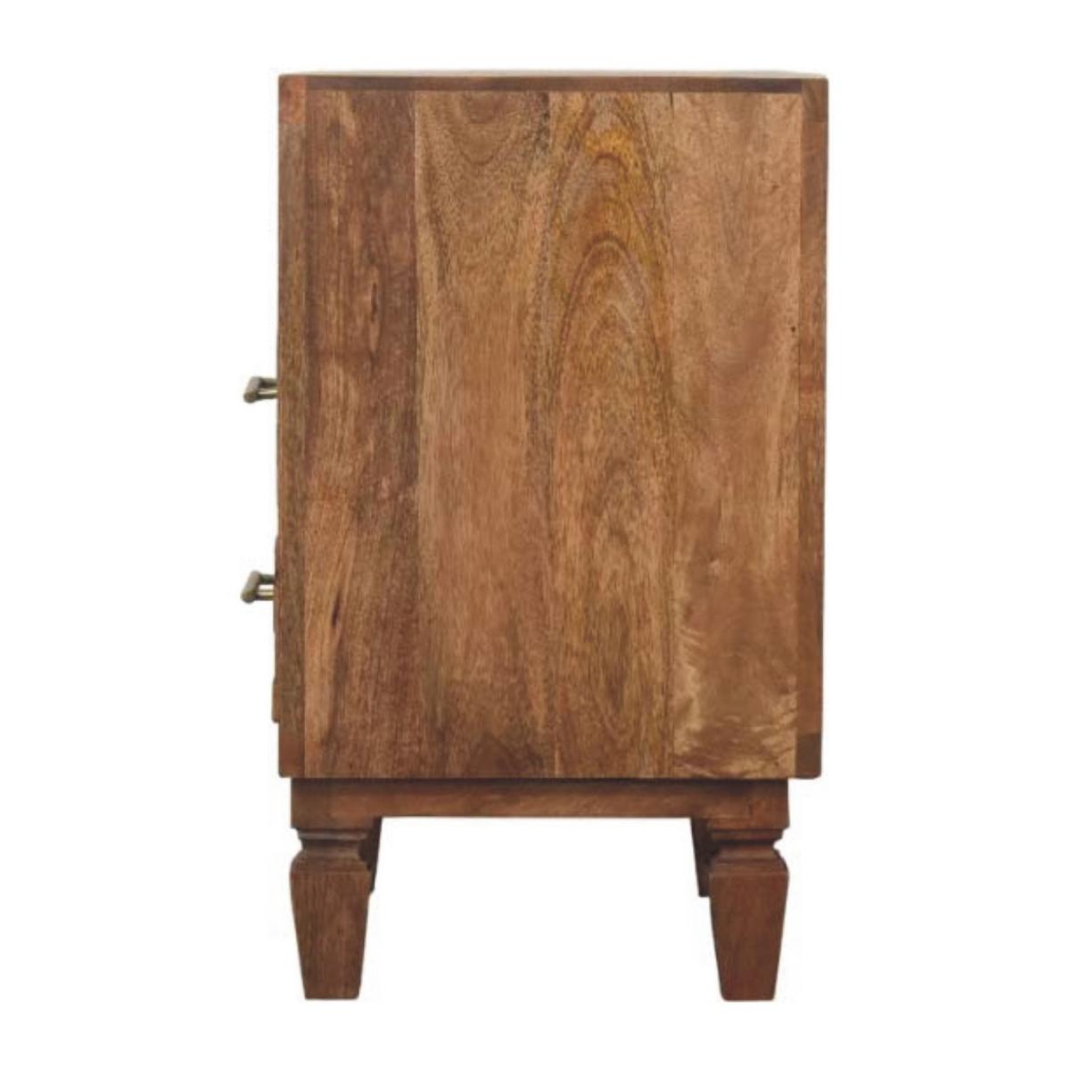 NACHTKASTEN Arno in Goldenem Teak, 2 Schubladen und Offenes Regal, Hellbraun - Messingfarben/Braun, Holz/Metall (45/60/35cm) - Artisan Furniture