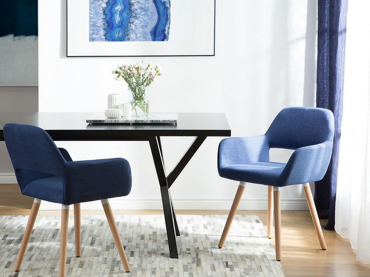 ESSZIMMERSTUHL 2er-Set Polsterbezug Blau Chicago - Blau, Holz/Textil (56/81/56cm) - Beliani