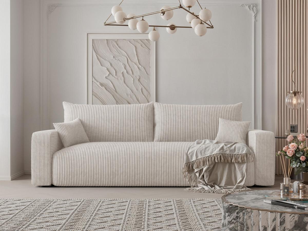SOFA mit Schlaffunktion, Beige - Beige, Holzwerkstoff (246/79/93cm) - Idohome