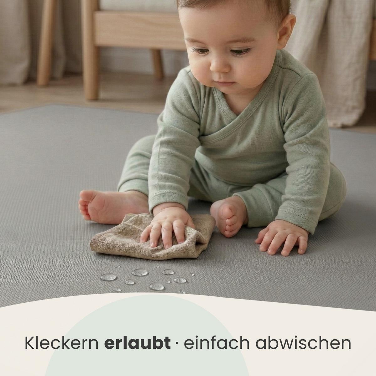 SPIELMATTE mit Rand - 90/90/1 cm Puzzlematte Grau - Grau, Kunststoff (30/30cm) - Littletom