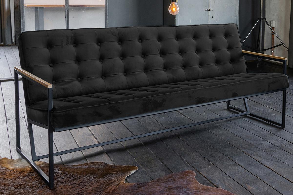 POLSTERBANK ARLY Schwarz Velvet - Schwarz, Textil (173/80/77cm) - KAWOLA