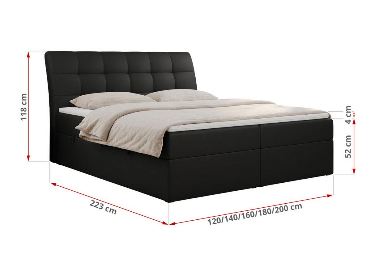 BOXBETT DIEGOS 180/200 Schwarz Kunstleder - H3 - Schwarz, Holz/Textil (180/200cm) - MKS