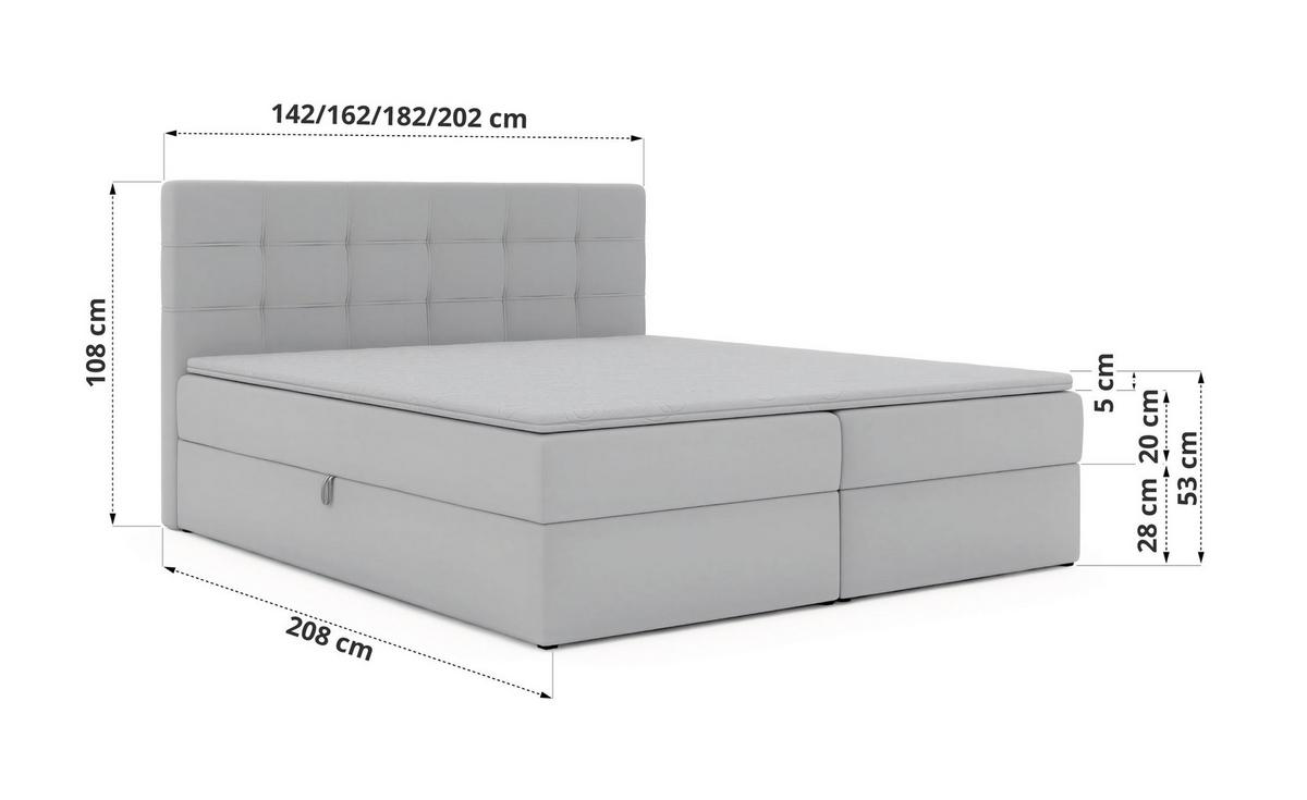 BOXBETT SOLVEN 200/200 - Hellgrau Jersey - Topper T25 - H3 - Hellgrau/Schwarz, Kunststoff/Textil (200/200cm) - MKS
