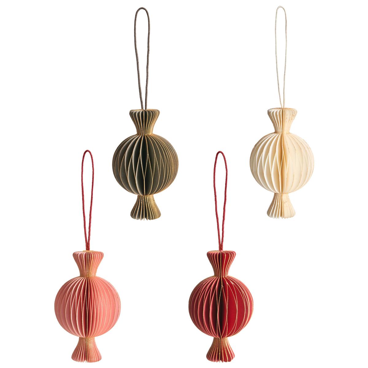 WEIHNACHTSBAUMSCHMUCK 16er Set Papier Bunt Rauma - Multicolor, Papier (6/10/6cm) - Beliani