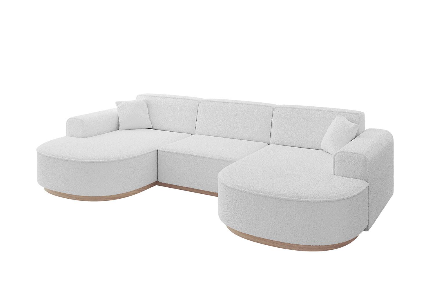WOHNLANDSCHAFT MARI-U1-v1 - 303x171x83 cm Weiß Bouclé - Weiß, Holzwerkstoff/Textil (303/83/171cm) - ALTDECOR