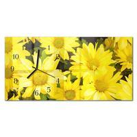 WANDUHR aus Glas 60x30 cm - Gelbe Blüten - Gelb, Glas (60/30/0.4cm) - TULUP