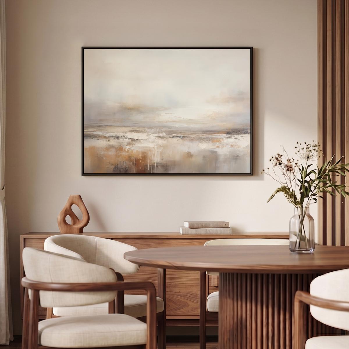 LEINWAND Bilder mit Rahmen - Kunst - Industriell - Grau - Braun - Abstrakt - 100x70 - Sandfarben, Textil (100/70cm) - MuchoWow