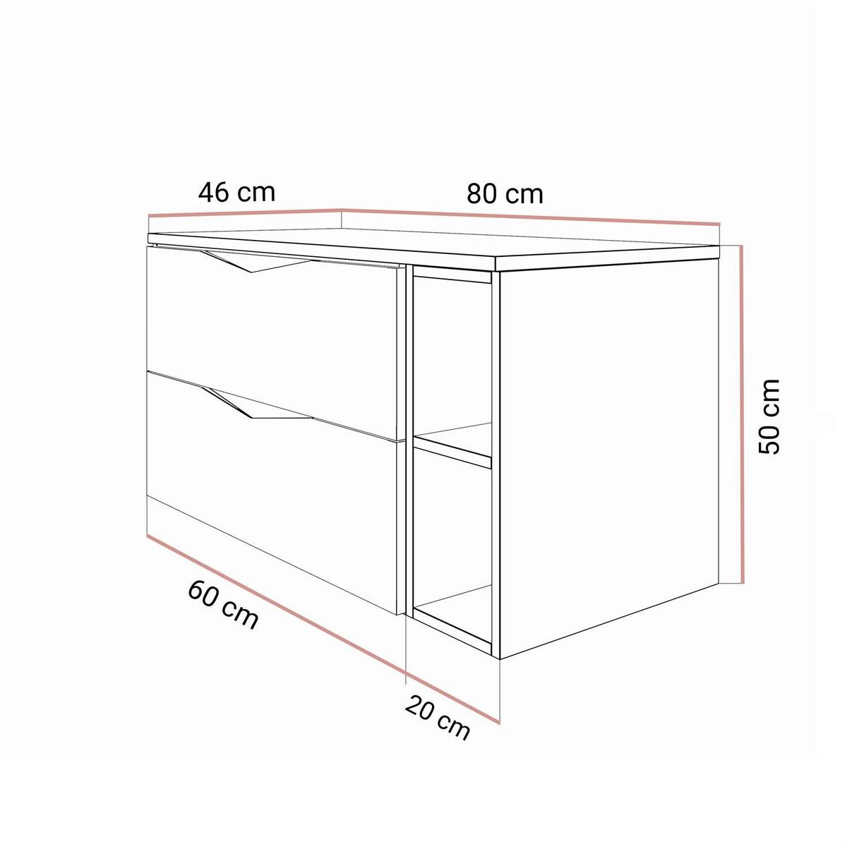 BADEZIMMERSET MIRA mit Regal II 80 cm - Kaschmir, Holzwerkstoff (80/50/46cm) - Lookway