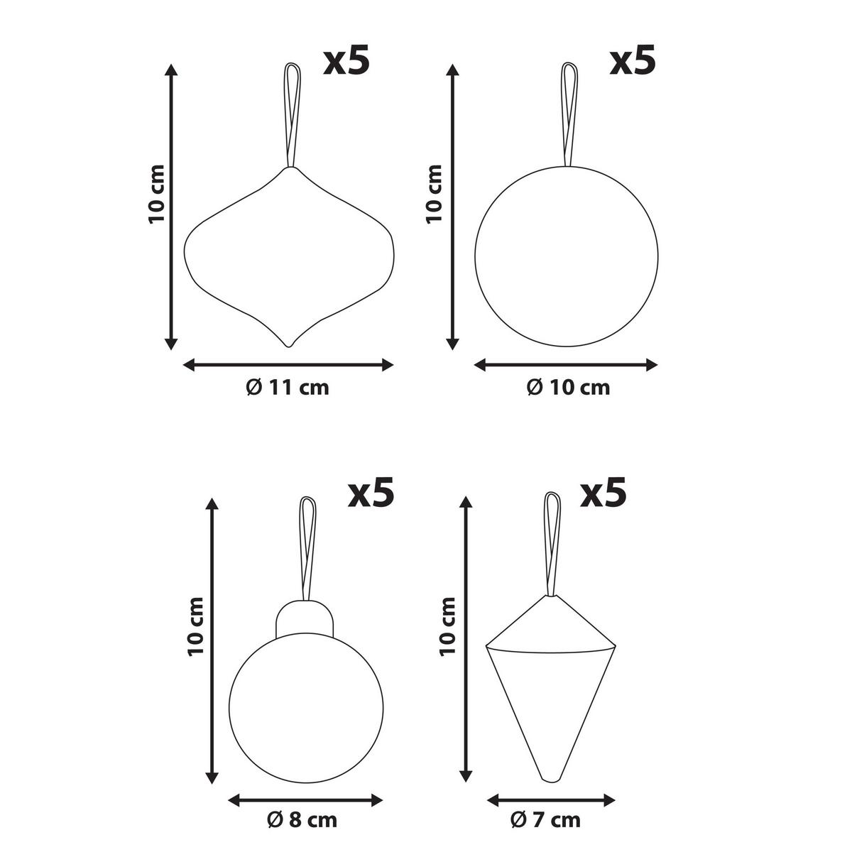 WEIHNACHTSBAUMSCHMUCK 20er Set Papier Beige Jolstra - Beige, Papier (11/10/11cm) - Beliani