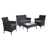 POLY-RATTAN GARTEN-GARNITUR Anthrazit - Anthrazit, Kunststoff - MCW