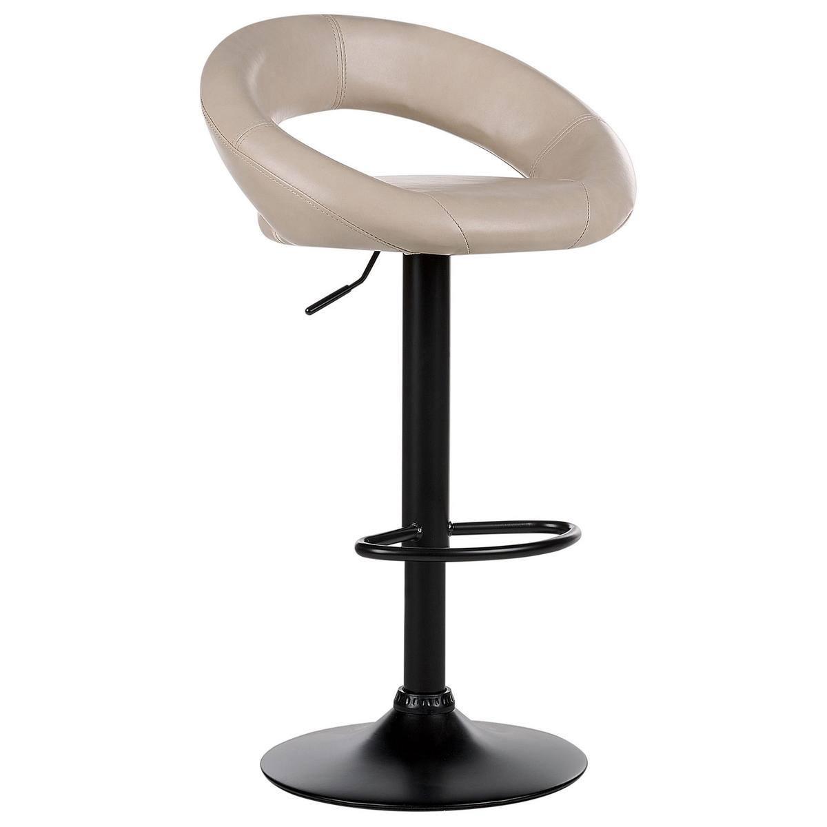 BARHOCKER 2er-Set Kunstleder hellbeige/schwarz höhenverstellbar Peoria - Beige/Schwarz, Kunststoff (53/79/48cm) - Beliani