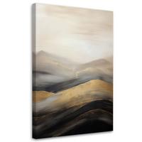 LEINWANDBILD Beigefarbene Boho-Berge 60x90cm - Goldfarben, Textil (60/90cm) - Feeby