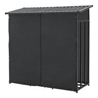 BRENNHOLZREGAL Yakutat - Schwarz, Textil/Metall (180/185/70cm) - casa.pro