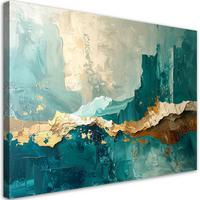 LEINWANDBILD Abstraktion 30x20cm - Türkis, Textil (30/20cm) - Feeby