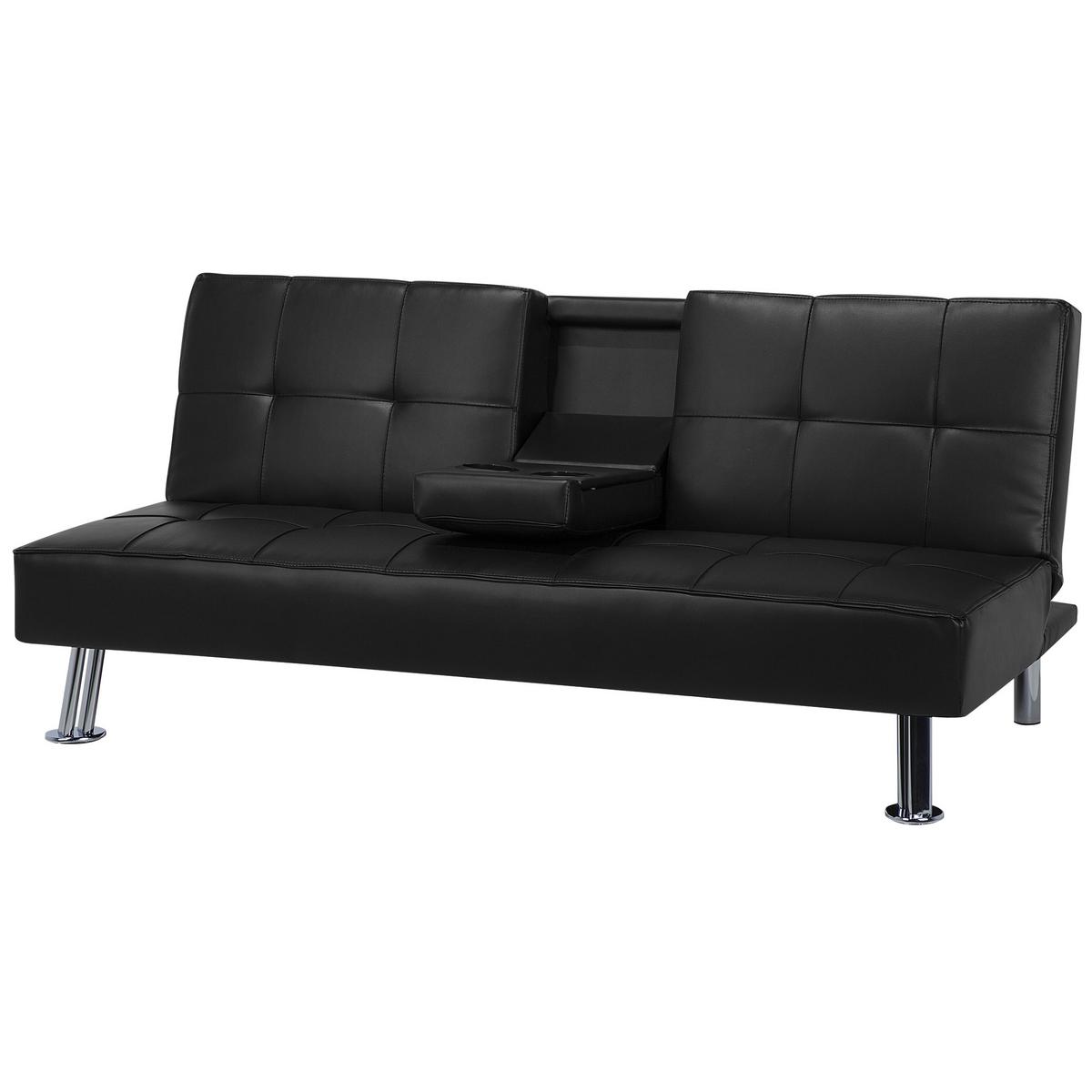 3-SITZER-SCHLAFSOFA Kunstleder Schwarz Roxen - Schwarz, Kunststoff/Textil (168/77/81cm) - Beliani