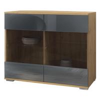 KOMMODE Bari Grau Hochglanz - Grau, Holzwerkstoff (92.5/75.5/35cm) - Vladon