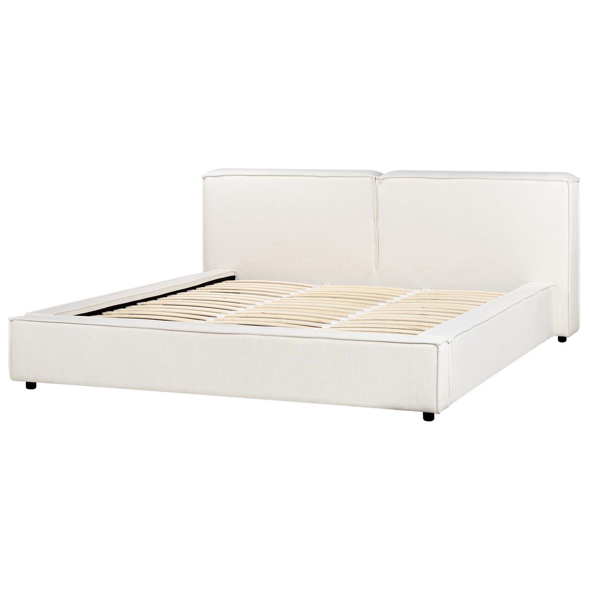 POLSTERBETT mit Lattenrost 180x200 cm Weiß Linards - Creme, Textil (180/200cm) - Beliani