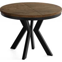 ESSTISCH Savio Neo rund ausziehbar verlängerbar, Eiche Braun Rustikal 80-130/80/77 cm - Alteiche/Schwarz, Holz/Holzwerkstoff (80/130/77cm) - WFL GROUP