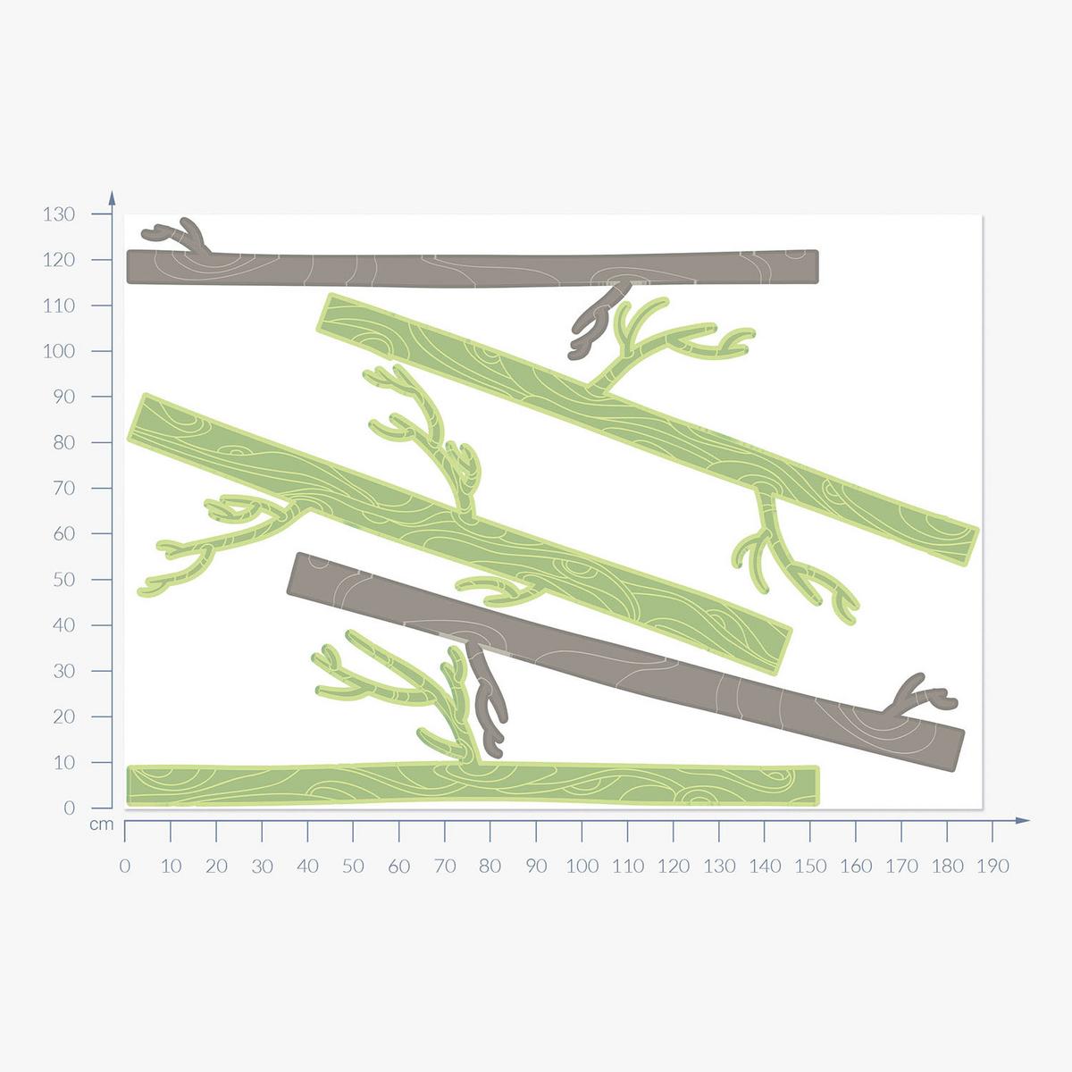WANDAUFKLEBER 130x188cm - Pastellfarbener Wald - Multicolor, Kunststoff (130/188/0.1cm) - Wallfluent