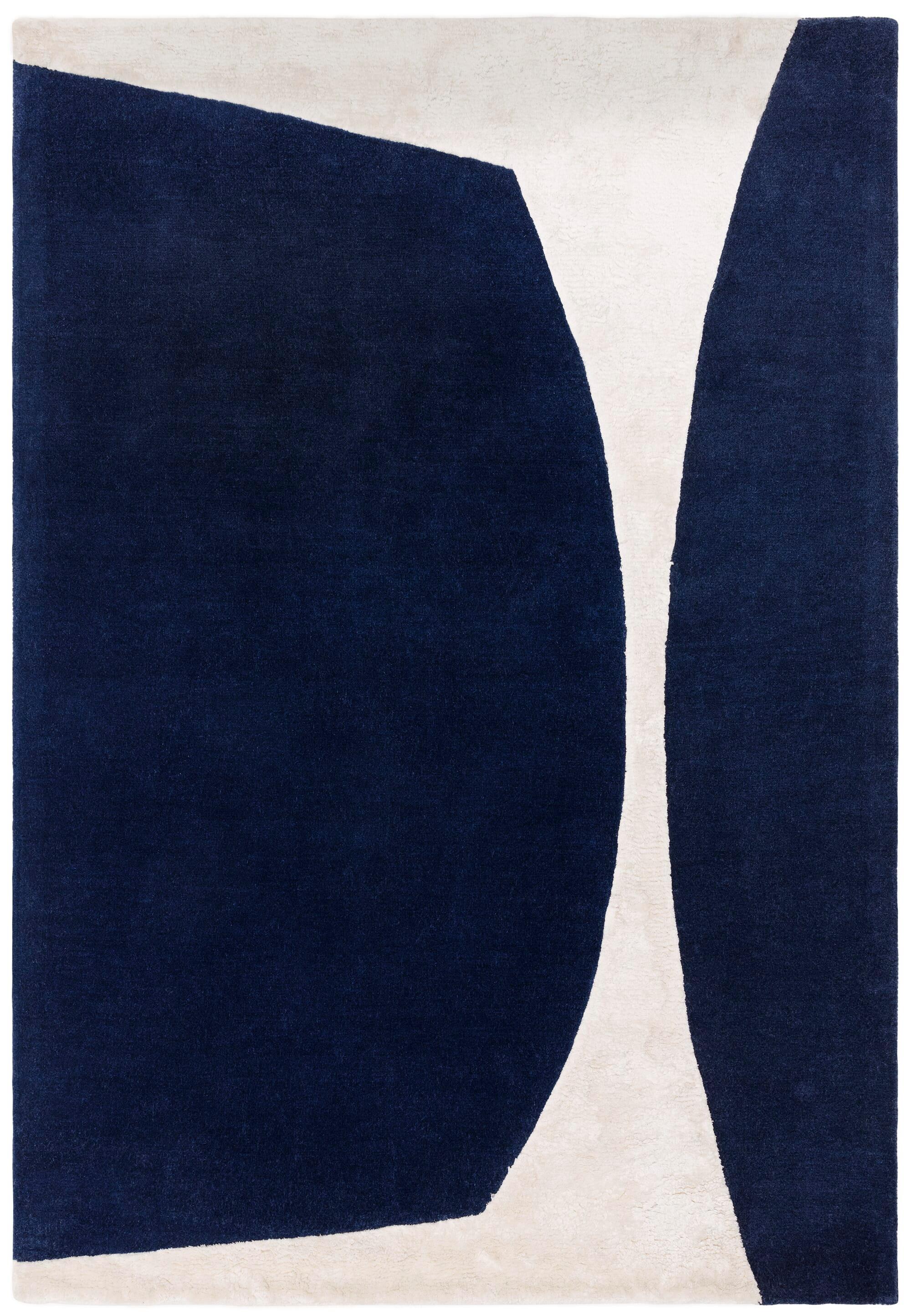 WOLLTEPPICH HULL-Tickton, abstrakt, Dunkelblau, 200 x 300 cm - Blau, Textil (300/200cm) - KADIMA DESIGN