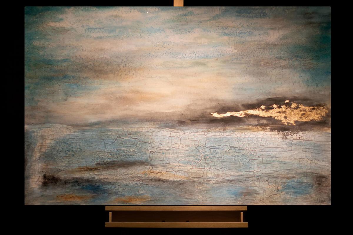 ÖLGEMÄLDE 120/80 cm - Blau, Holz/Textil (120/80cm) - KUNSTLOFT