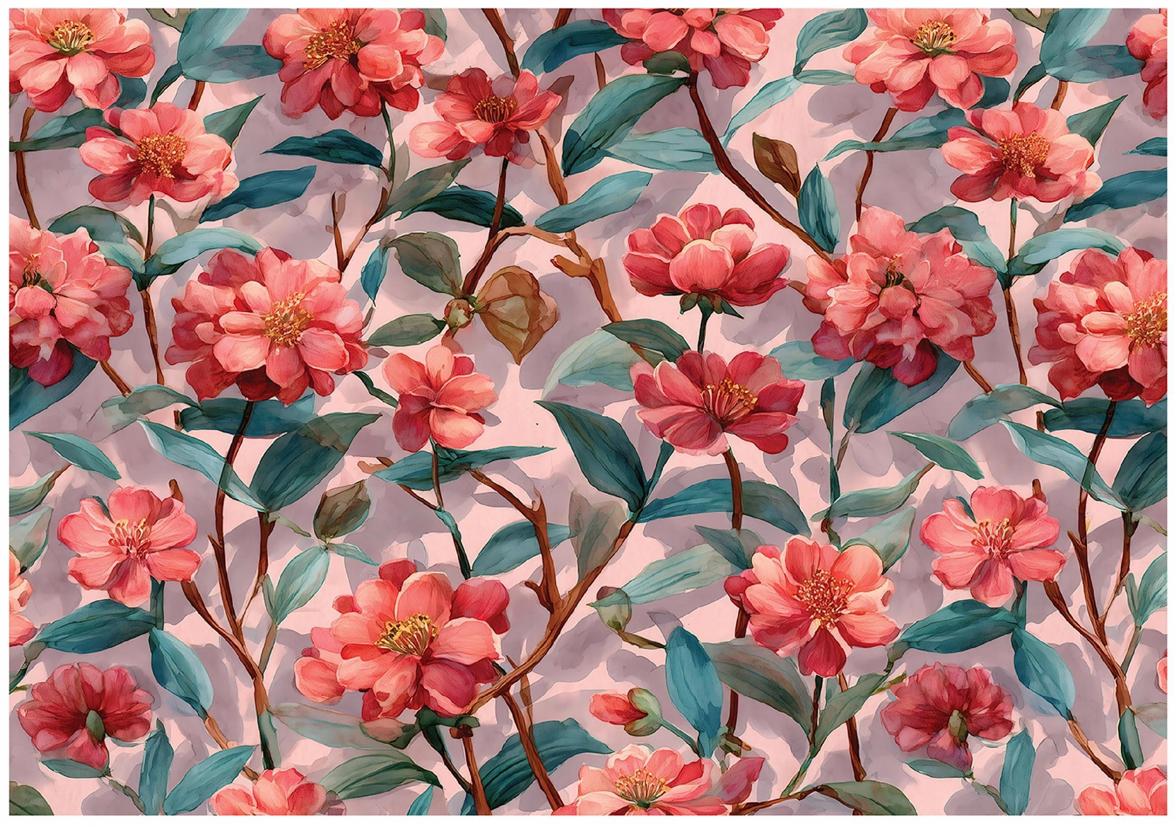 FOTOTAPETE Blumen Abstrakt Rot 200x140 cm - Multicolor, Papier (200/140cm) - Wallarena