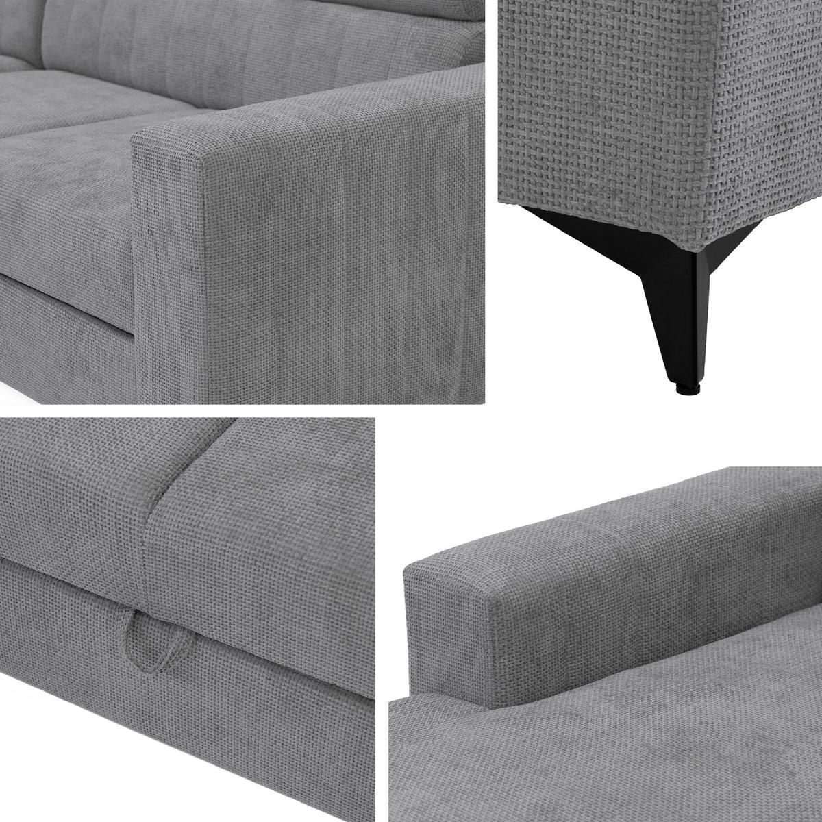 ECKSOFA Milano, Seite: Links LC+2R - Schwarz/Bronzefarben, Holz/Textil (236/172cm) - MIRJAN24