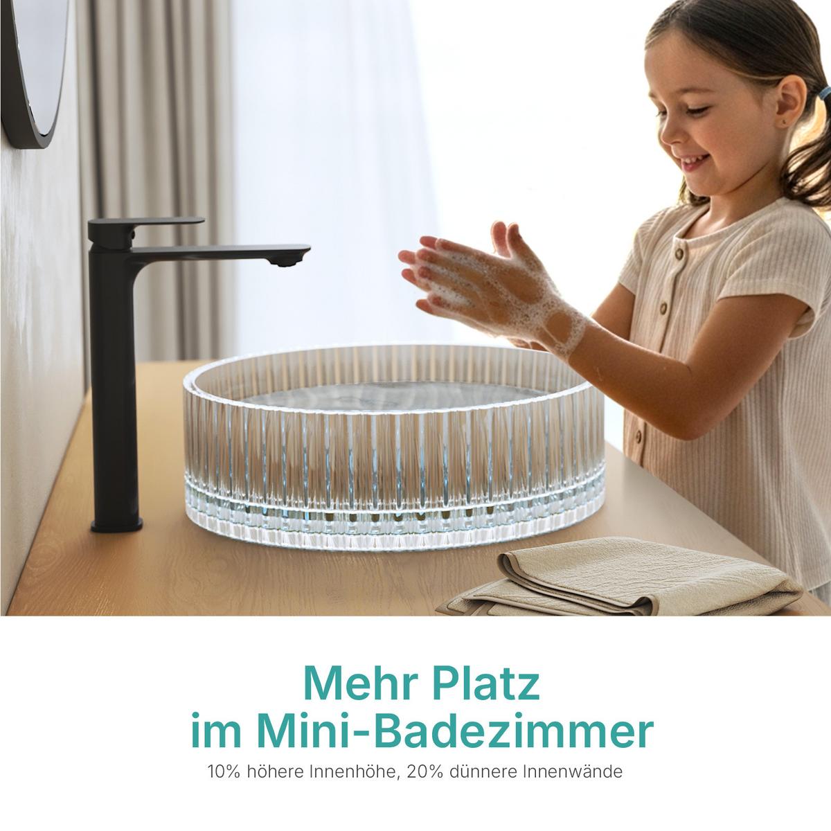 WASCHBECKEN Klarglasspüle Weiß Ø40 / 12 cm - Weiß, Glas (40/12/40cm) - EMKE