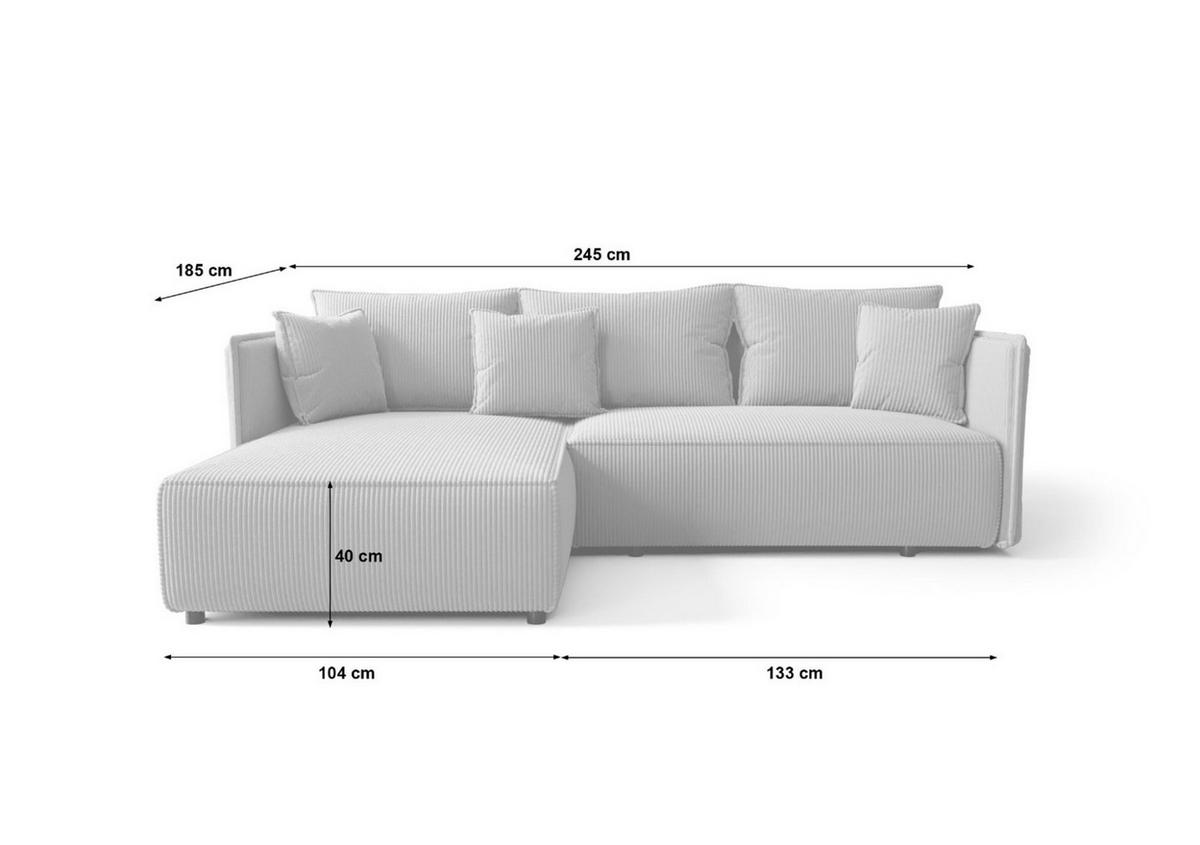 ECKSOFA Evora - Blau, Holzwerkstoff/Textil (245/185cm) - Fun Möbel
