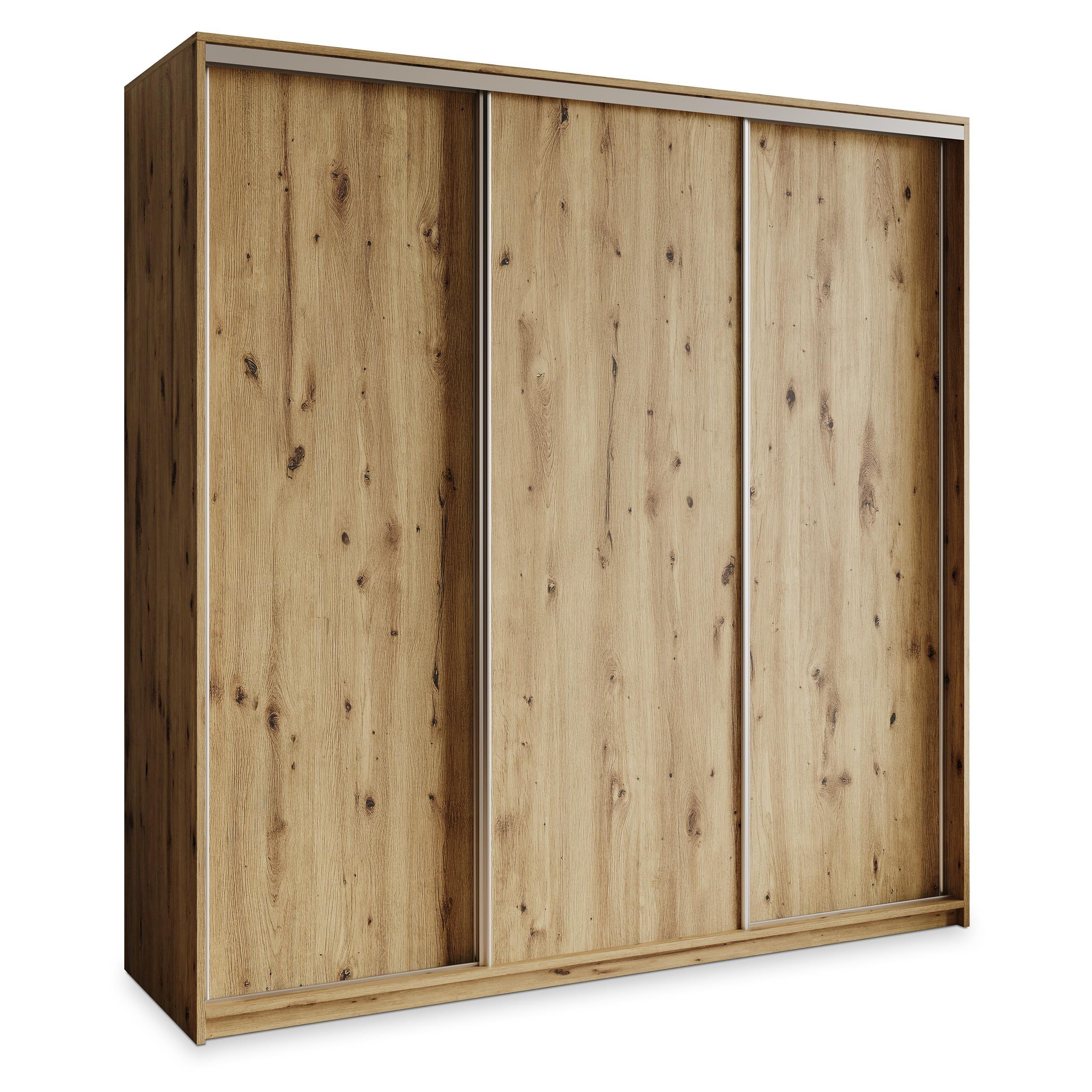 SCHWEBETÜRENSCHRANK NISSE 200/205/60 cm 3-türig Eiche Artisan - Eiche Artisan, Holzwerkstoff (200/205/60cm) - MASSENO
