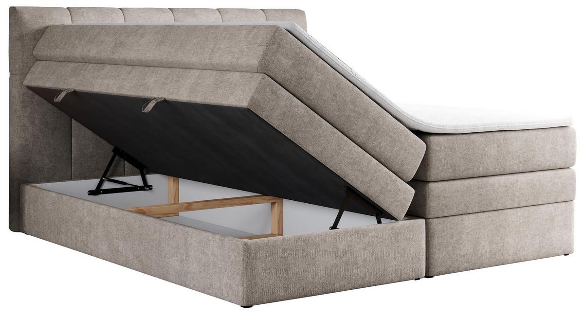 BOXSPRINGBETT ALVIN KING 120/200 Beige Struktur - H4 - Beige, Holz/Textil (120/200cm) - MKS