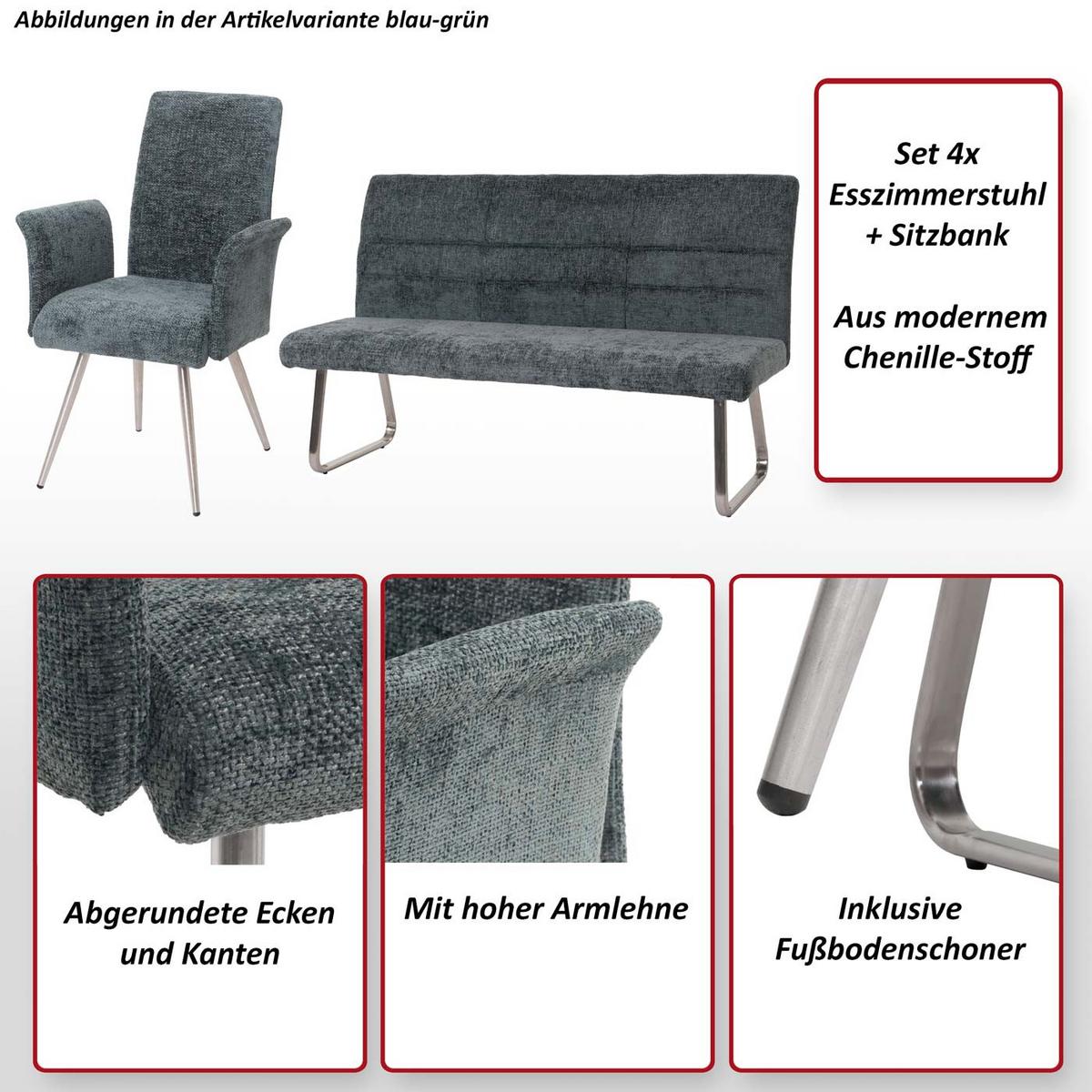 ESSZIMMER-SET Blau 5er-Set - Blau, Textil (160/100/65cm) - MCW
