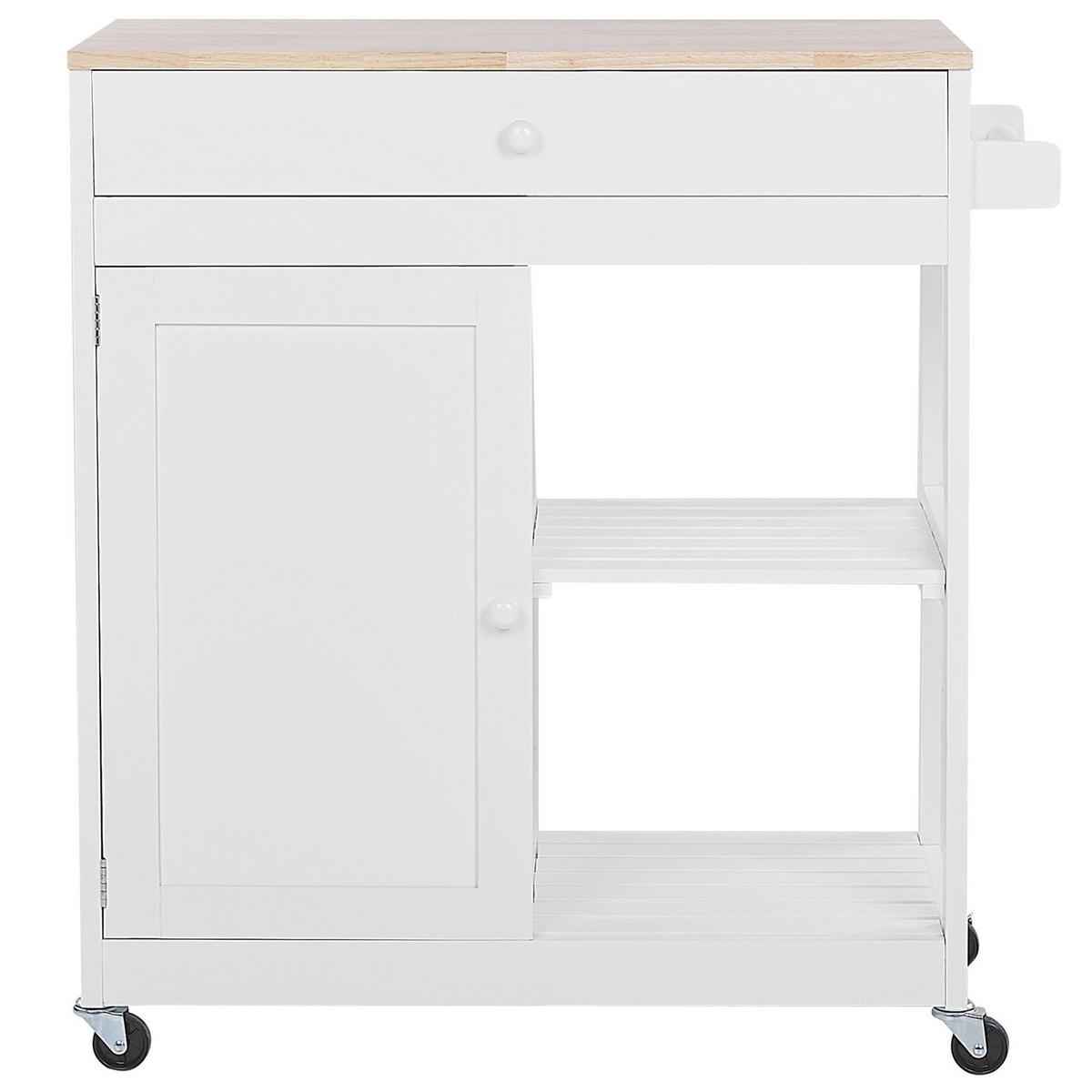 SERVIERWAGEN Weiß Trapani - Weiß/Braun, Holzwerkstoff (75/87/44cm) - Beliani