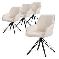 ESSZIMMERSTUHL 4er Set drehbar Creme Webstoff - Beige/Schwarz, Textil/Metall (61/84.5/57cm) - ML-DESIGN