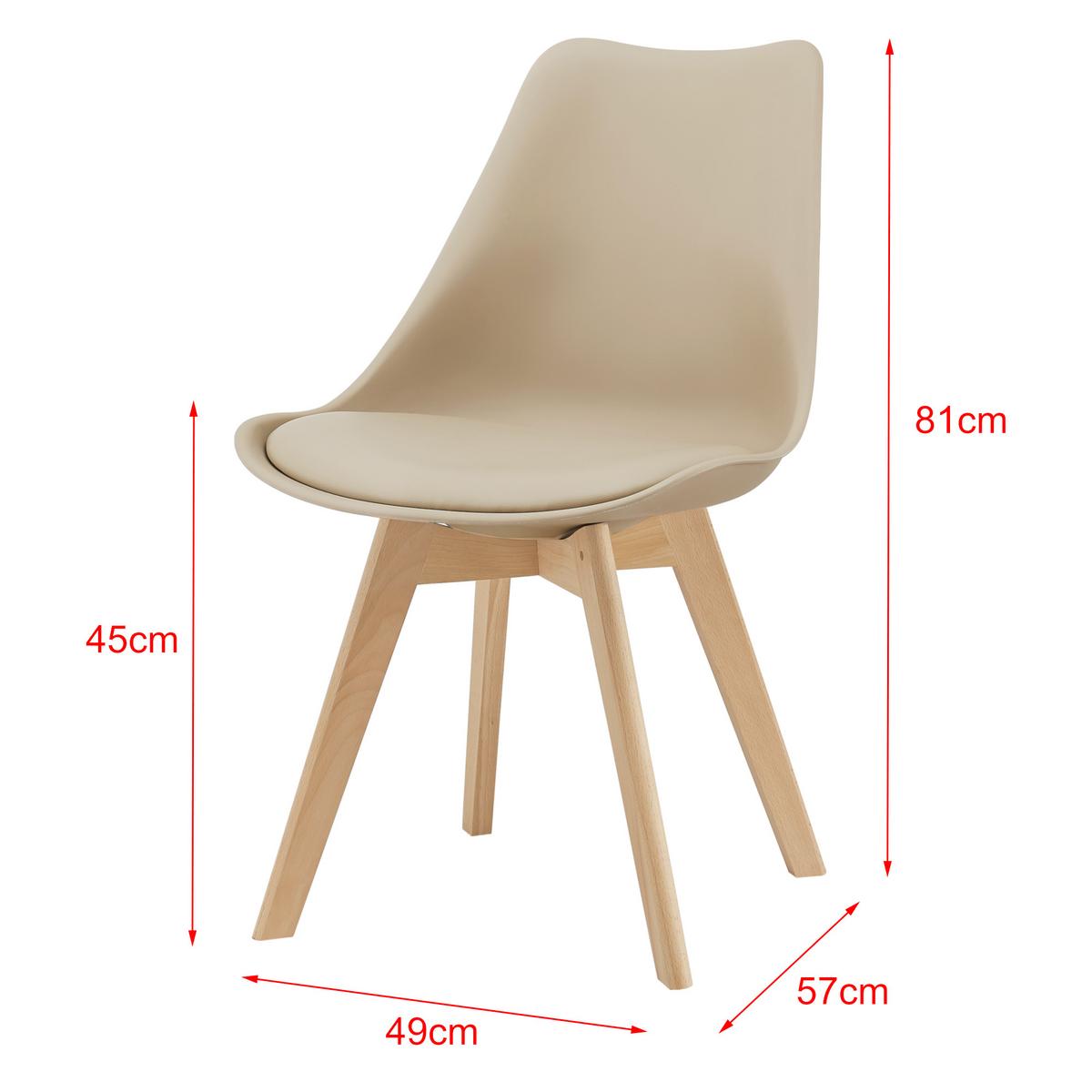 ESSZIMMERSTUHL-SET 2 TLG. Fläten - Beige, Leder (49/81/57cm) - [en.casa]