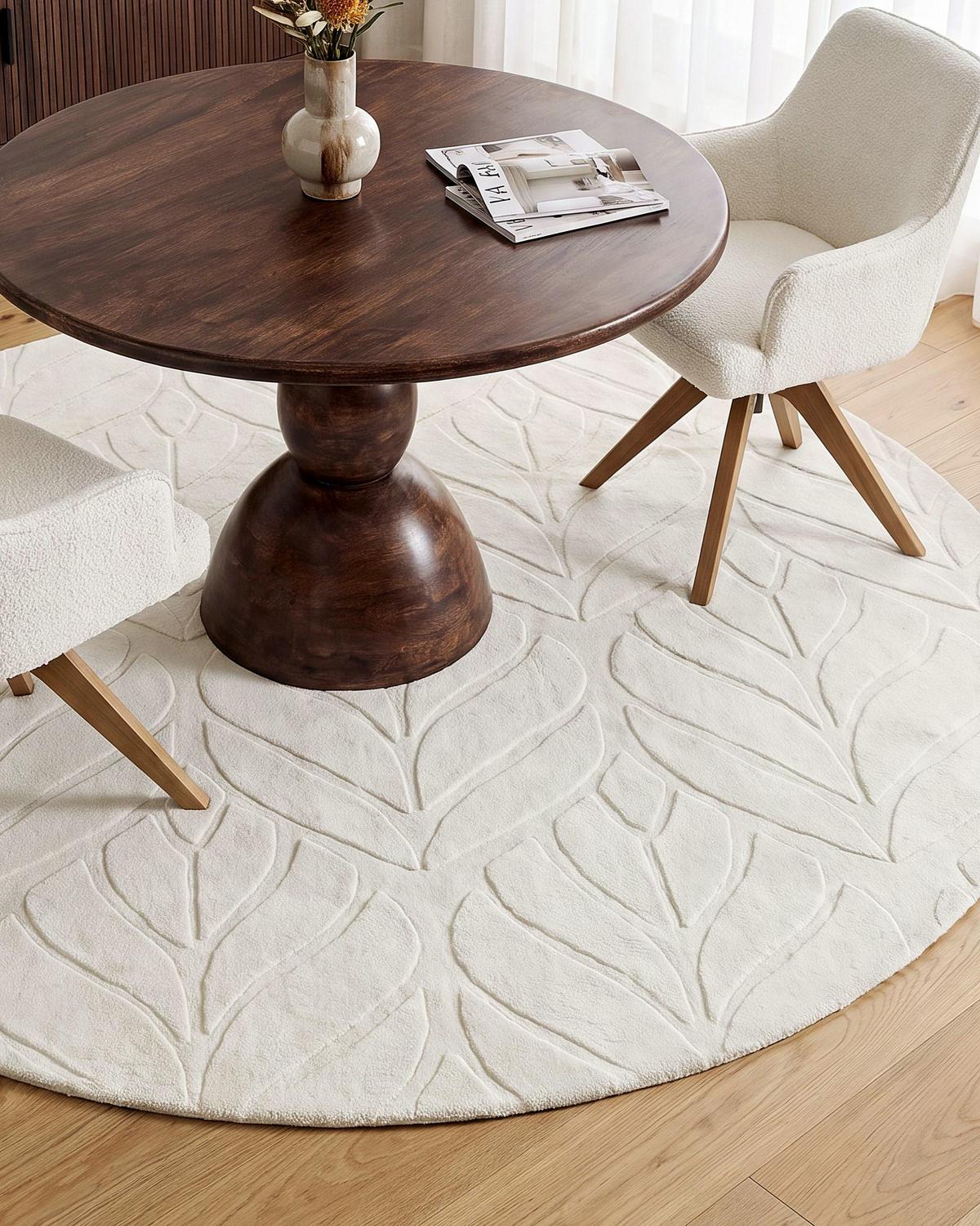 KUNSTFELLTEPPICH Cremeweiß 160 cm Mitchell - Creme/Weiß, Kunststoff (160/160cm) - Beliani