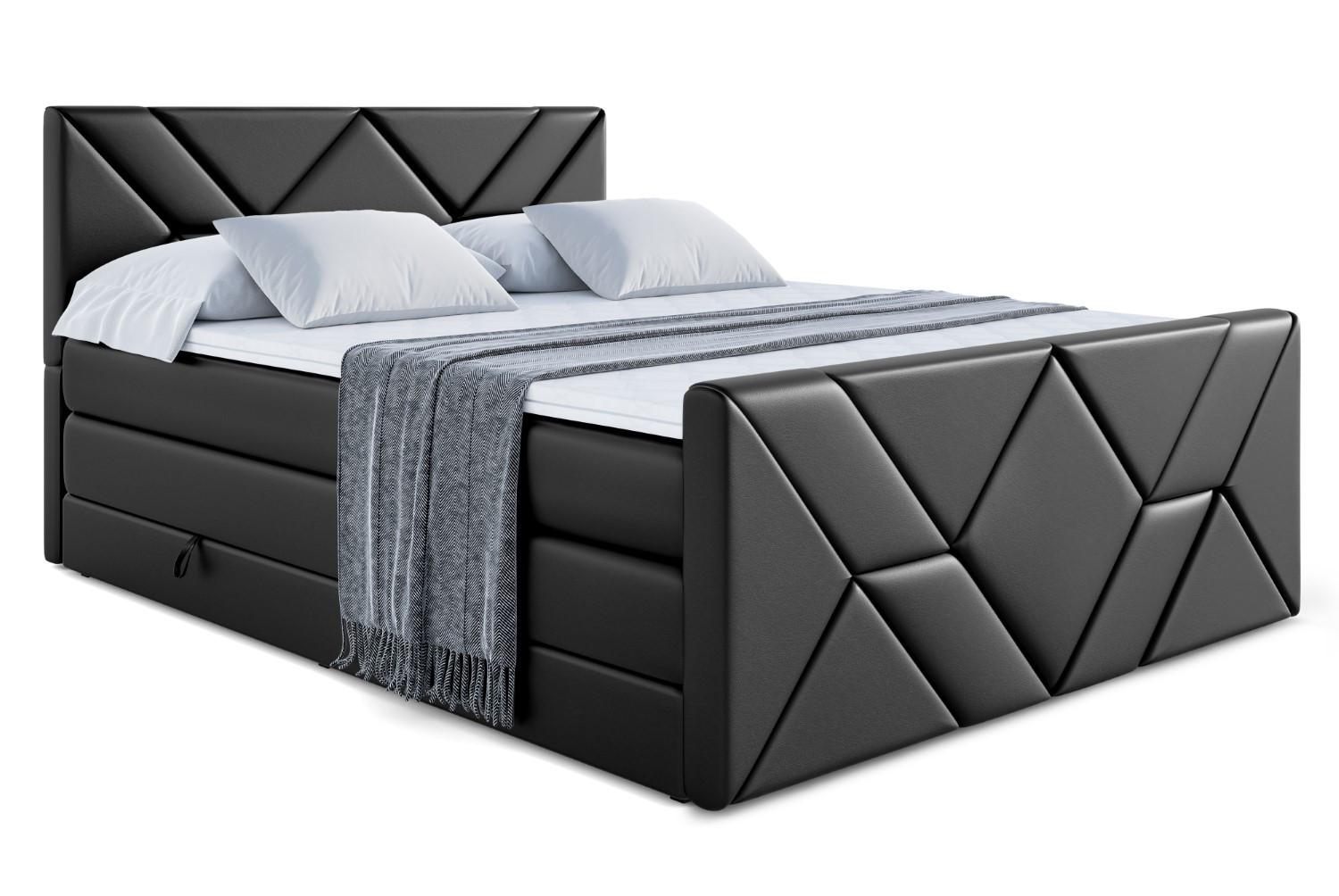 BOXSPRINGBETT BARWA-Z KING - 160x200 - H3/H4 - Schwarz Hochglanz - Schwarz Hochglanz, Holzwerkstoff (160/200cm) - ALTDECOR