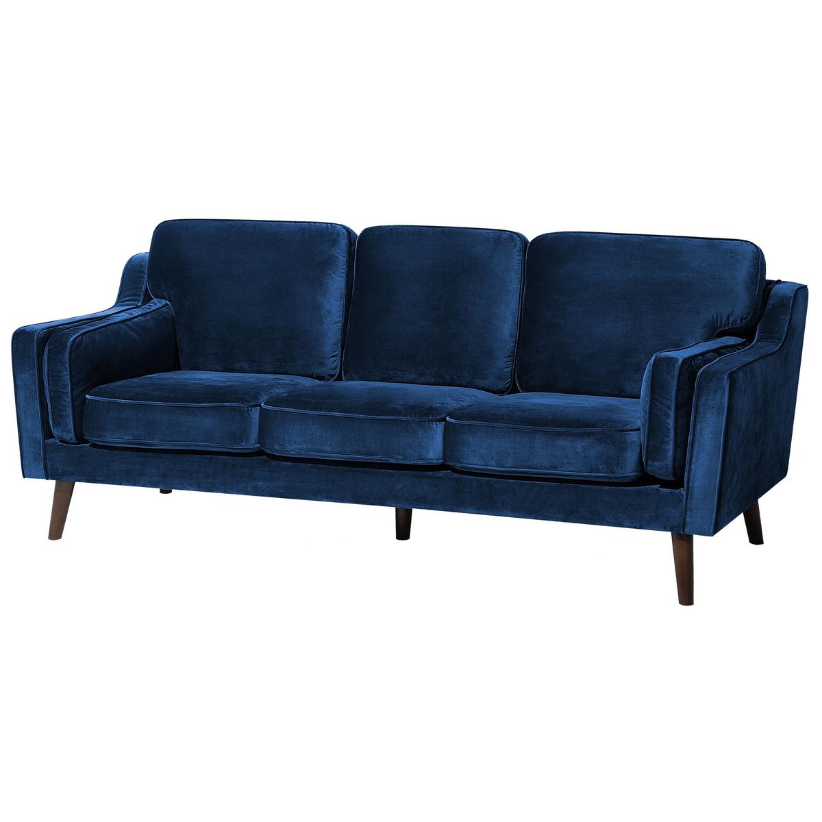 3-SITZER-SOFA Samtstoff Dunkelblau Lokka - Dunkelblau, Textil (204/85/83cm) - Beliani