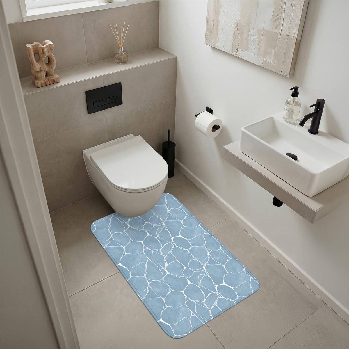 BADEMATTE Organisch - Muster - Blau 60x90 cm - Hellblau, Textil (60/90cm) - OnlyWow