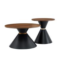 COUCHTISCH-SET Walnussoptik & Metall Schwarz Konusform - Walnussfarben, Metall (70/70/42.5cm) - Urban Meuble