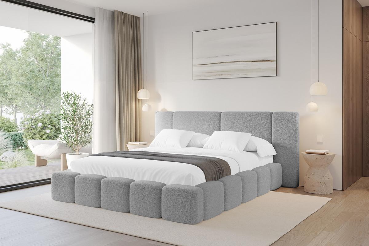 POLSTERBETT mit Bettkasten und Lattenrost, Boxbett ohne Matratze - NILO 120x200 Hellgrau - Taupe, Holzwerkstoff/Textil (120/200cm) - ALTDECOR