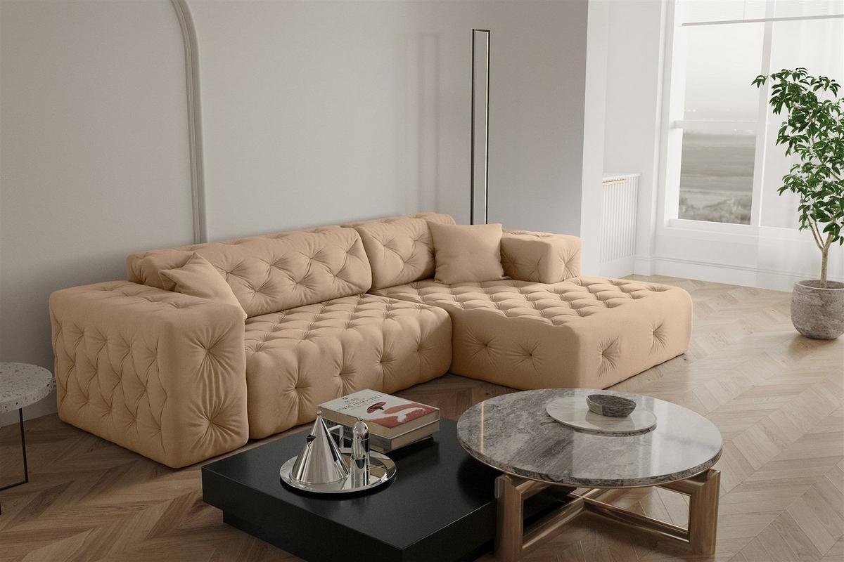 ECKSOFA Chantal - Beige, Holzwerkstoff/Textil (266/171cm) - Fun Möbel