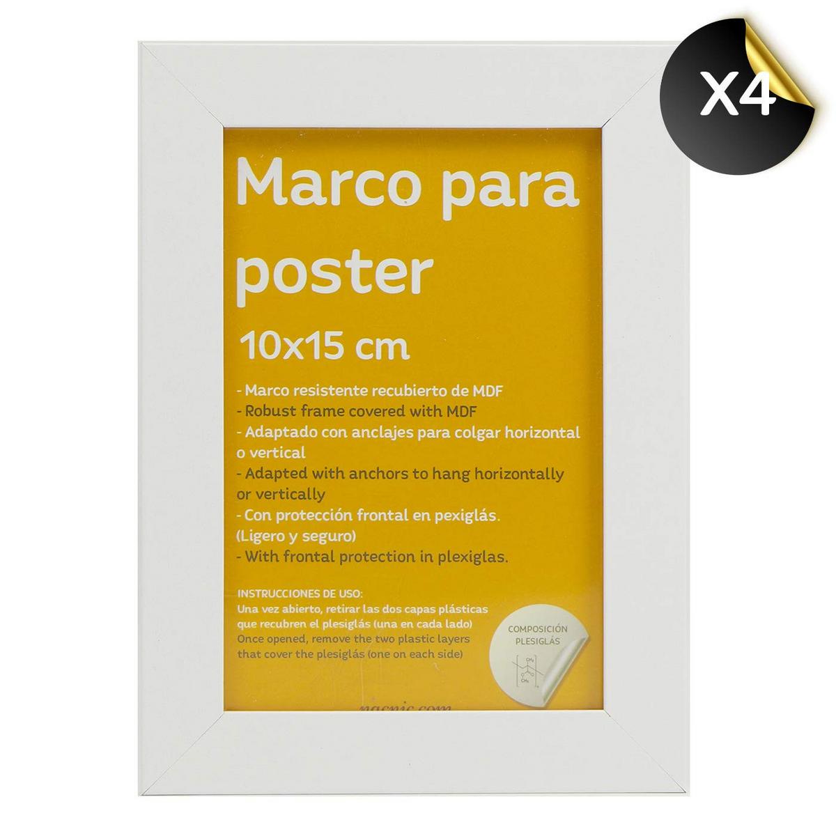RAHMEN Set mit 10 aus MDF und Acrylglas Schutz und Aussteller für Fotografien, Bilder, Poster, Gemälde Farbe Weiß 20x25, 13x18, 10x15 cm - Weiß, Holz (20/3cm) - Nacnic