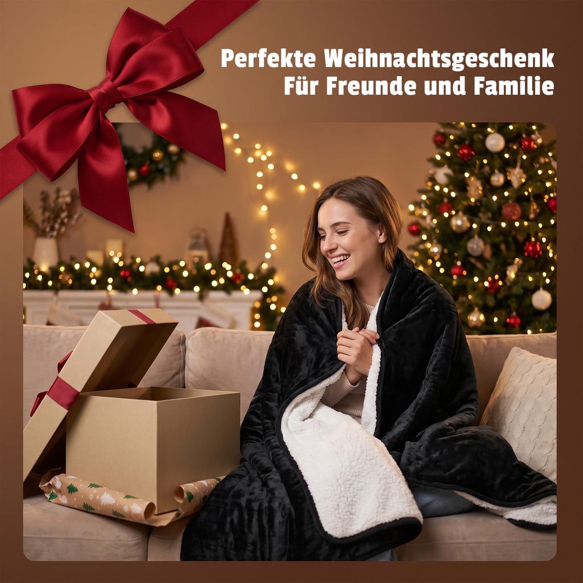 HEIZDECKE Jyntis 180/130 cm - Schwarz/Weiß, Textil (130/180cm) - ZMH