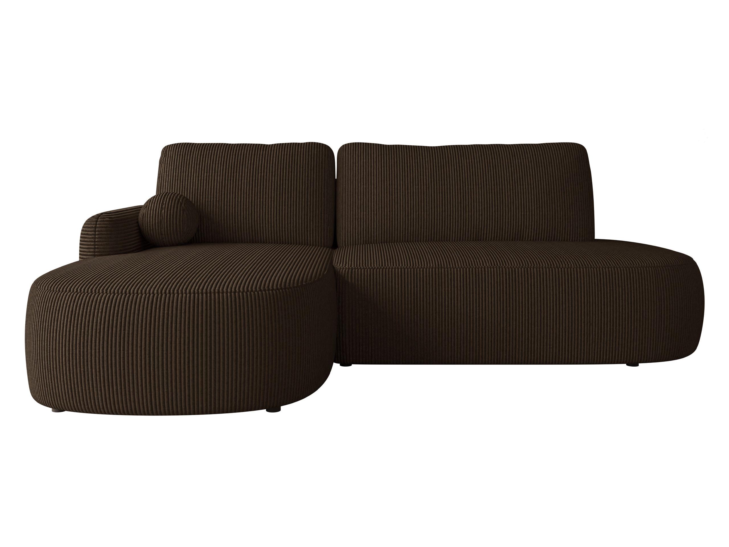 ECKSOFA Loridu O Cord, Seite: Links - Schwarz/Braun, Holz/Kunststoff (274/174cm) - MIRJAN24